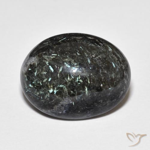 13.71ct Natural Preto com brilho azul Nuummite, oval, Opaco