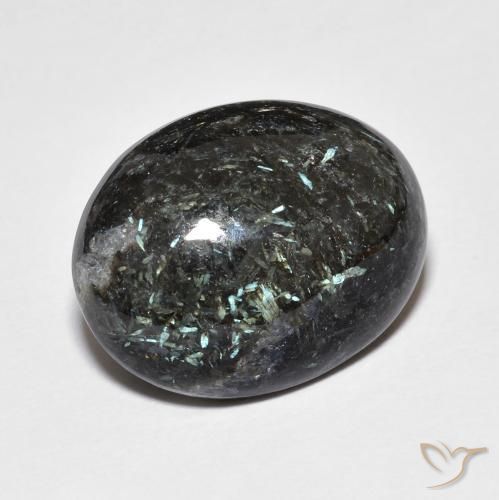 Nuummite Preto com brilho azul Natural 13.71ct, oval, Opaco