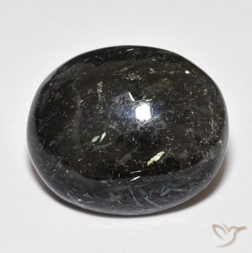 23.53ct Natural Preto com brilho azul Nuummite, oval, Opaco