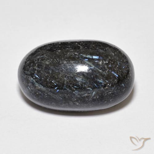 14.96ct Natural Preto com brilho azul Nuummite, oval, Opaco