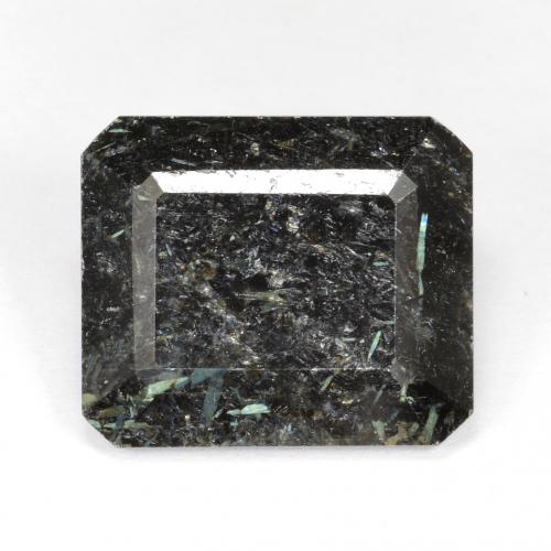 Nuummita preto natural 10,64ct, corte esmeralda, opaco