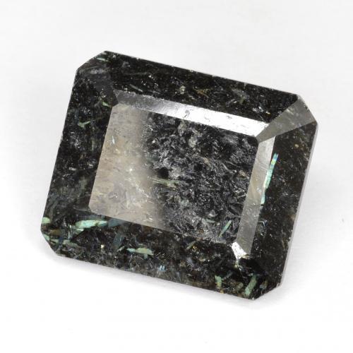 Nuummita preto natural 10,64ct, corte esmeralda, opaco