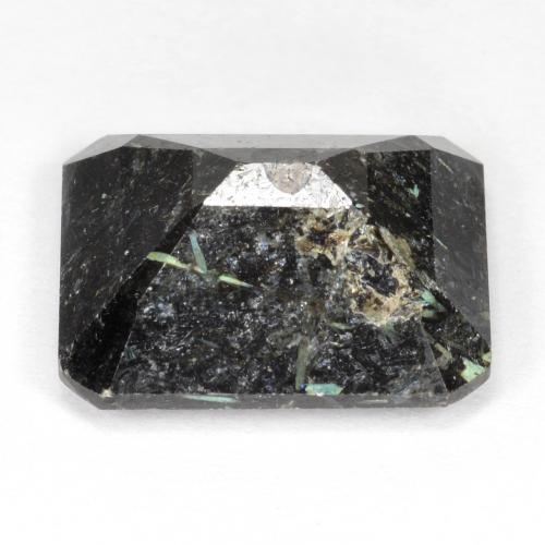 Nuummita preto natural 10,64ct, corte esmeralda, opaco