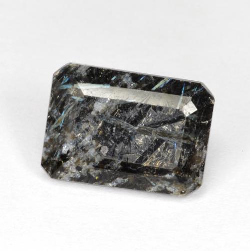 Nuummite Preto com brilho azul Natural 6.77ct, Corte Esmeralda, Opaco