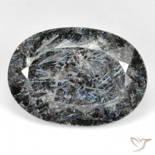 27.22ct Natural Preto com brilho azul Nuummite, oval, Opaco