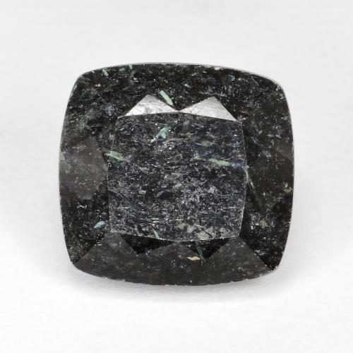 Nuummita preto natural 12,07ct, almofada cortada, opaco