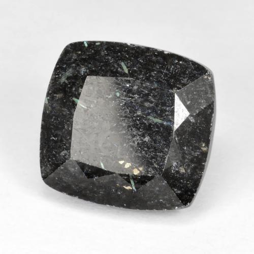Nuummita preto natural 12,07ct, almofada cortada, opaco