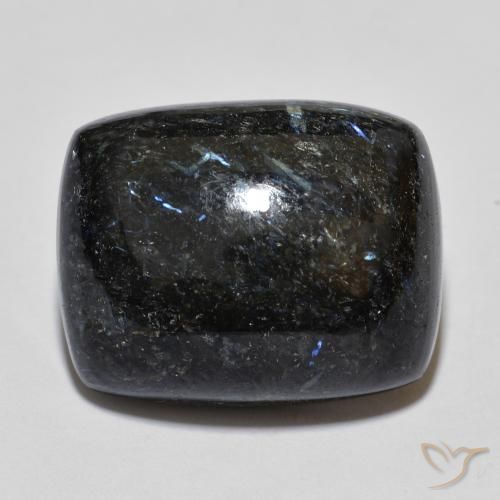 Nuummite Preto com brilho azul Natural 17.27ct, Almofada, Opaco