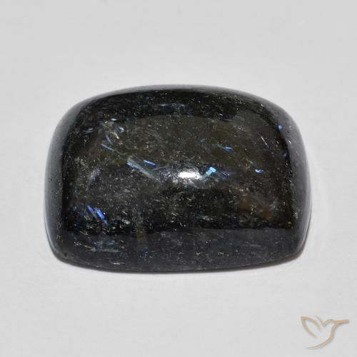 Nuummite Preto com brilho azul Natural 17.27ct, Almofada, Opaco