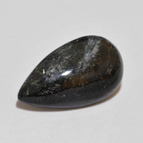 Nuummita preto natural 7,64ct, formato de pêra, opaco