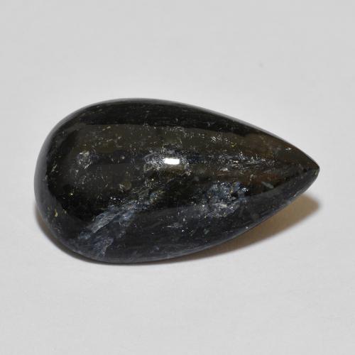 Nuummita preto natural 7,64ct, formato de pêra, opaco