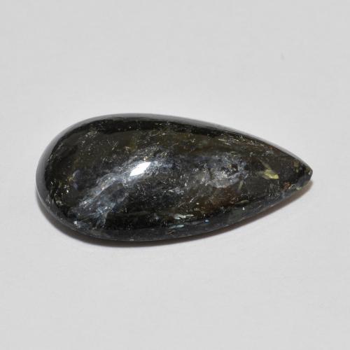 Nuummita preto natural 7,64ct, formato de pêra, opaco
