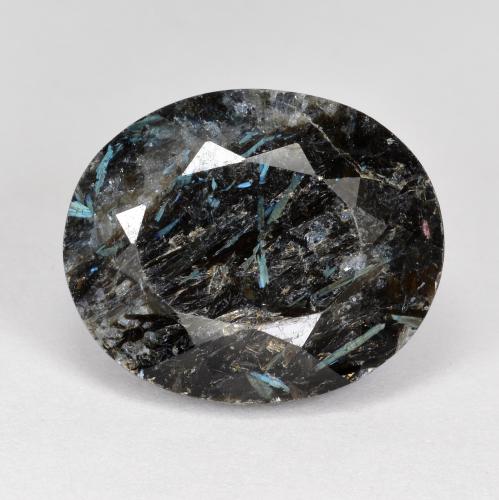 Nuummita preto natural 15,74ct, corte oval, opaco