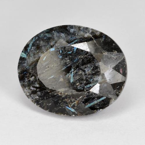 Nuummita preto natural 15,74ct, corte oval, opaco