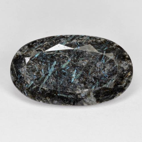 Nuummite Preto com brilho azul Natural 14.34ct, Corte Oval, Opaco