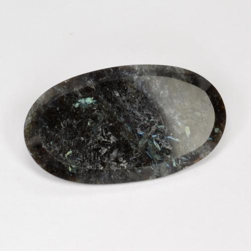 Nuummite Preto com brilho azul Natural 7.30ct, Corte Oval, Opaco