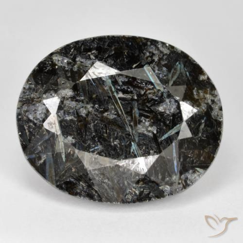 31.63ct Natural Preto com brilho azul Nuummite, oval, Opaco