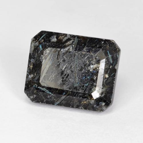 Nuummita preto natural 7,31ct, corte esmeralda, opaco