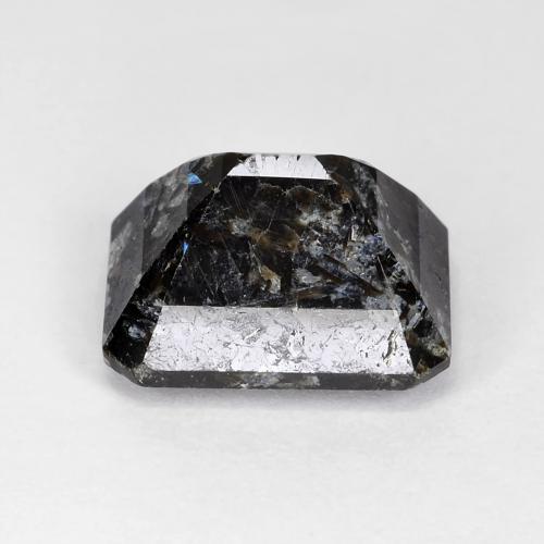 Nuummita preto natural 7,31ct, corte esmeralda, opaco
