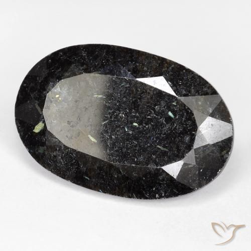 Nuummite Preto com brilho azul Natural 21.59ct, oval, Opaco