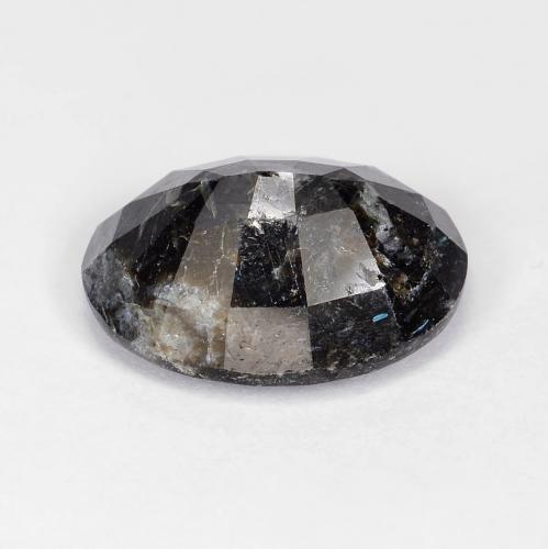 Nuummita preto com brilho azul natural 8,47ct, corte oval, opaco