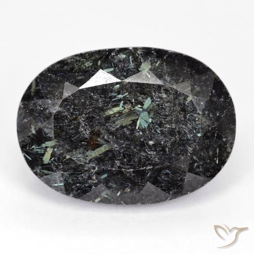 29.76ct Natural Preto com brilho azul Nuummite, oval, Opaco