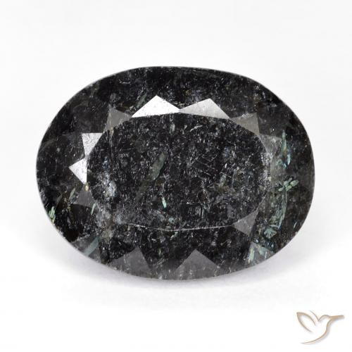 20.28ct Natural Preto com brilho azul Nuummite, oval, Opaco