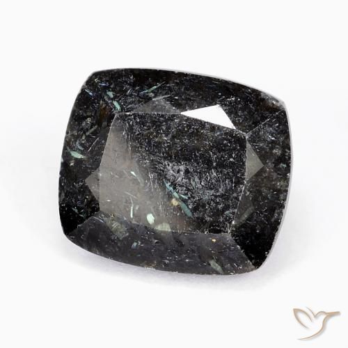 Nuummita preto natural 10,25ct, almofada cortada, opaco