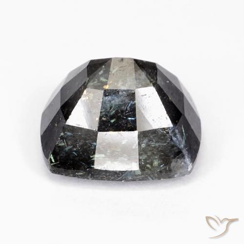 Nuummita preto natural 10,25ct, almofada cortada, opaco