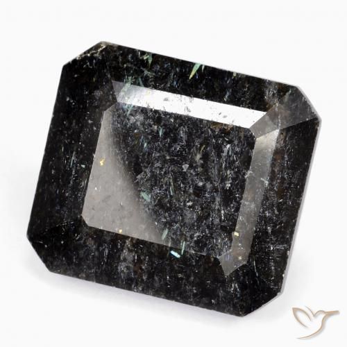 Nuummite Preto com brilho azul Natural 26.45ct, Corte Octógono / Esmeralda, Opaco