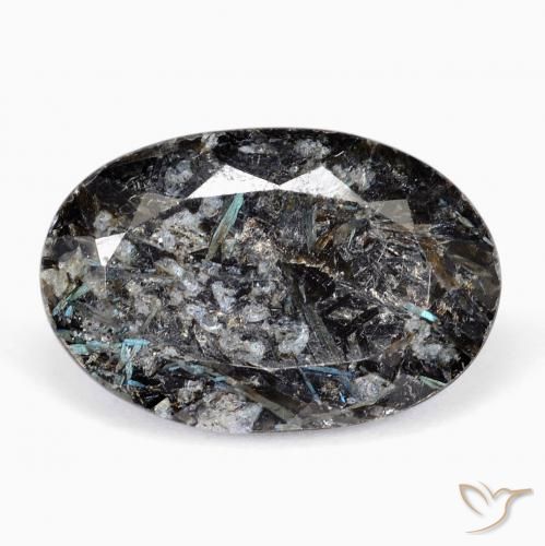 21.56ct Natural Preto com brilho azul Nuummite, oval, Opaco
