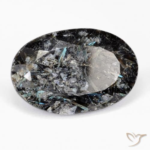 Nuummite Preto com brilho azul Natural 21.56ct, oval, Opaco