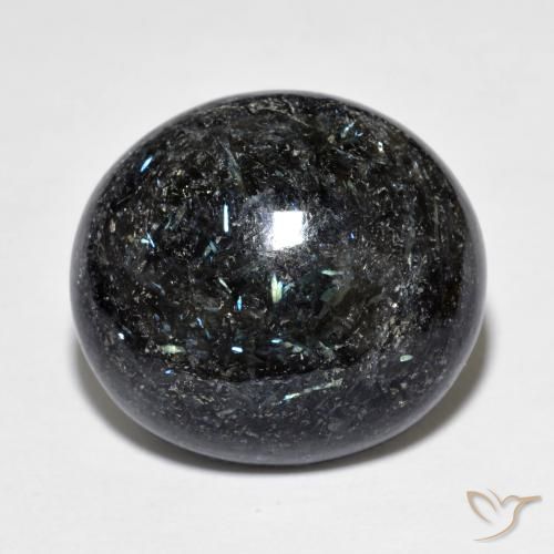15.33ct Natural Preto com brilho azul Nuummite, oval, Opaco