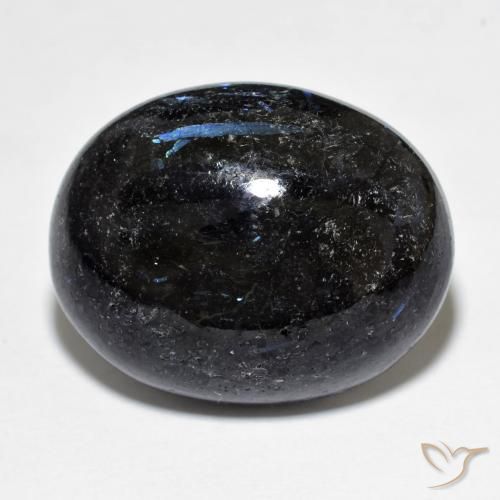 21.81ct Natural Preto com brilho azul Nuummite, oval, Opaco