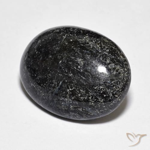 Nuummite Preto com brilho azul Natural 11.12ct, oval, Opaco