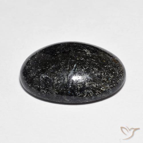Nuummite Preto com brilho azul Natural 11.12ct, oval, Opaco