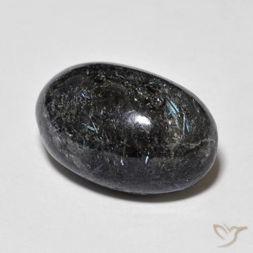 Nuummite Preto com brilho azul Natural 13.23ct, oval, Opaco