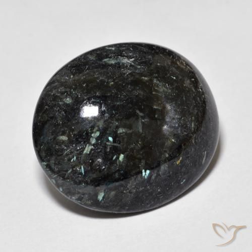 Nuummite Preto com brilho azul Natural 18.31ct, oval, Opaco