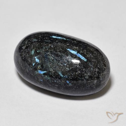 15.01ct Natural Preto com brilho azul Nuummite, oval, Opaco