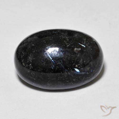 12.71ct Natural Preto com brilho azul Nuummite, oval, Opaco
