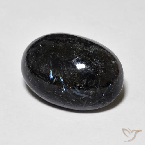 Nuummite Preto com brilho azul Natural 12.71ct, oval, Opaco