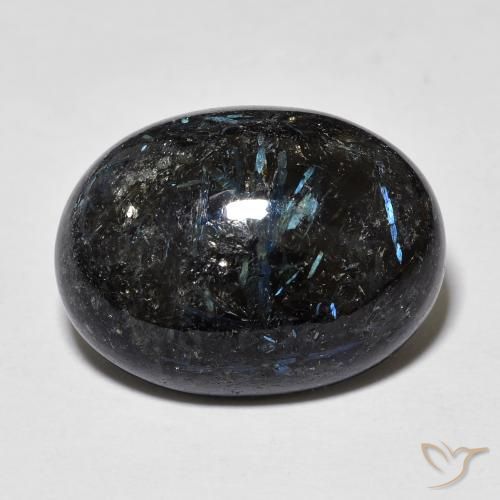 17.50ct Natural Preto com brilho azul Nuummite, oval, Opaco