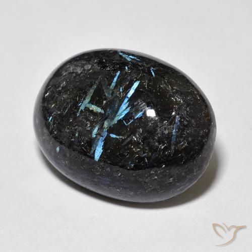 Nuummite Preto com brilho azul Natural 17.50ct, oval, Opaco