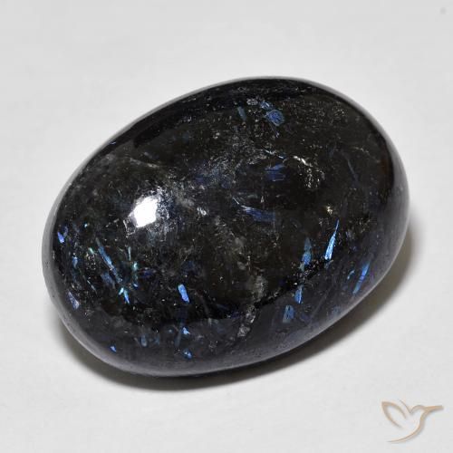 Nuummite Preto com brilho azul Natural 28.34ct, oval, Opaco