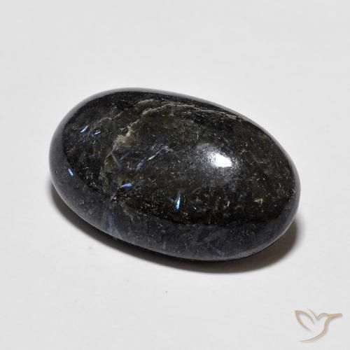 Nuummite Preto com brilho azul Natural 9.75ct, oval, Opaco