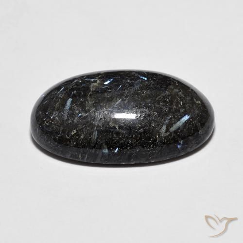 Nuummite Preto com brilho azul Natural 9.75ct, oval, Opaco