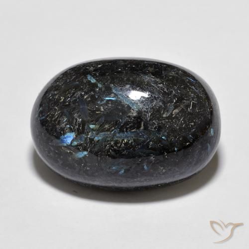 Nuummite Preto com brilho azul Natural 16.00ct, oval, Opaco
