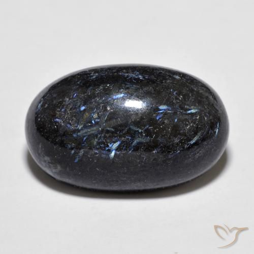 16.43ct Natural Preto com brilho azul Nuummite, oval, Opaco