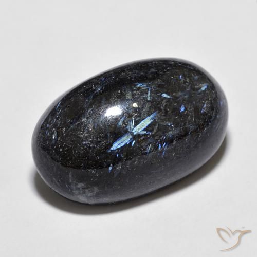 Nuummite Preto com brilho azul Natural 16.43ct, oval, Opaco