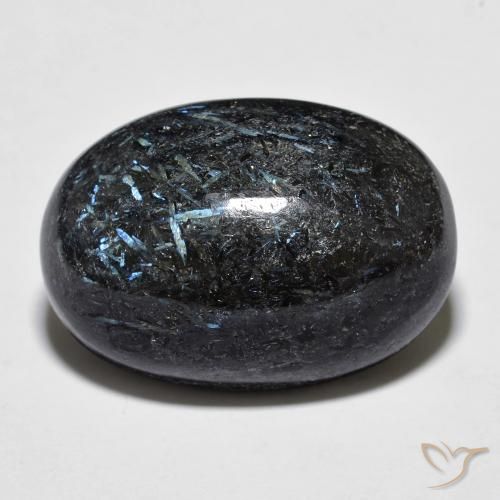 20.13ct Natural Preto com brilho azul Nuummite, oval, Opaco